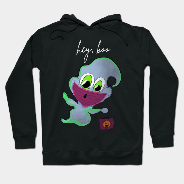 Hey, Boo - Cute Ghost Hoodie by v_art9